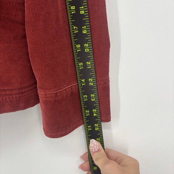 LL Bean Womens Corduroy Red Orange Jacket Button Front Size Medium Western Fall - Picture 10 of 12